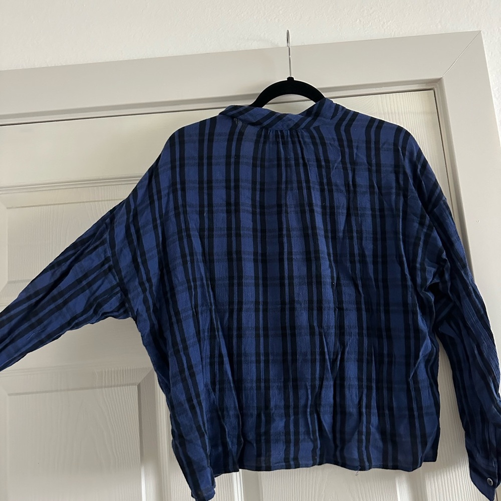Blue Plaid Madewell Top